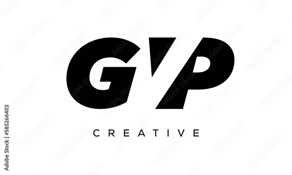 GVP letters negative space logo design. creative typography monogram vector GVP letters negative space logo design. creative typography monogram vector