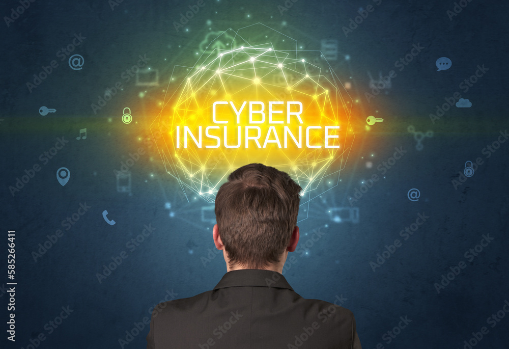Rear view of a businessman, online security concept Rear view of a businessman, online security concept