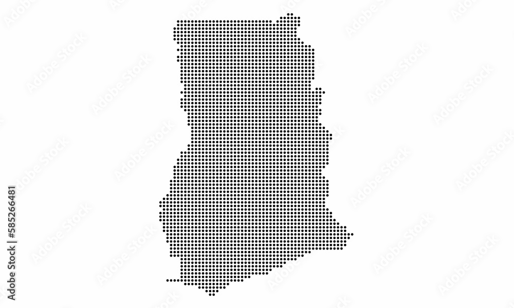 Ghana dotted map with grunge texture in dot style. Abstract vector illustration of a country map with halftone effect for infographic. 