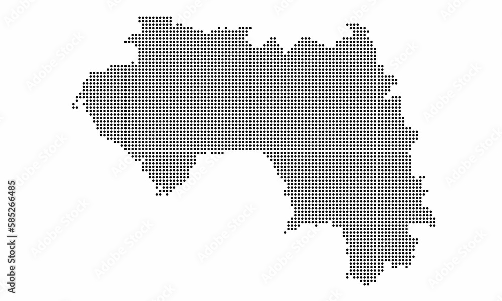 Guinea dotted map with grunge texture in dot style. Abstract vector illustration of a country map with halftone effect for infographic. 