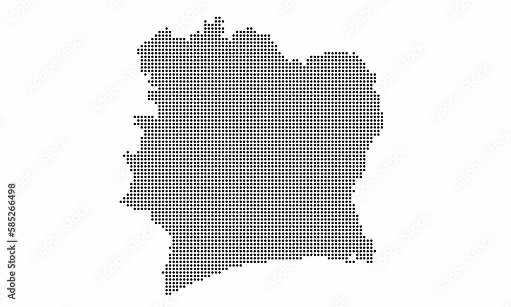 Ivory Coast dotted map with grunge texture in dot style. Abstract vector illustration of a country map with halftone effect for infographic. 