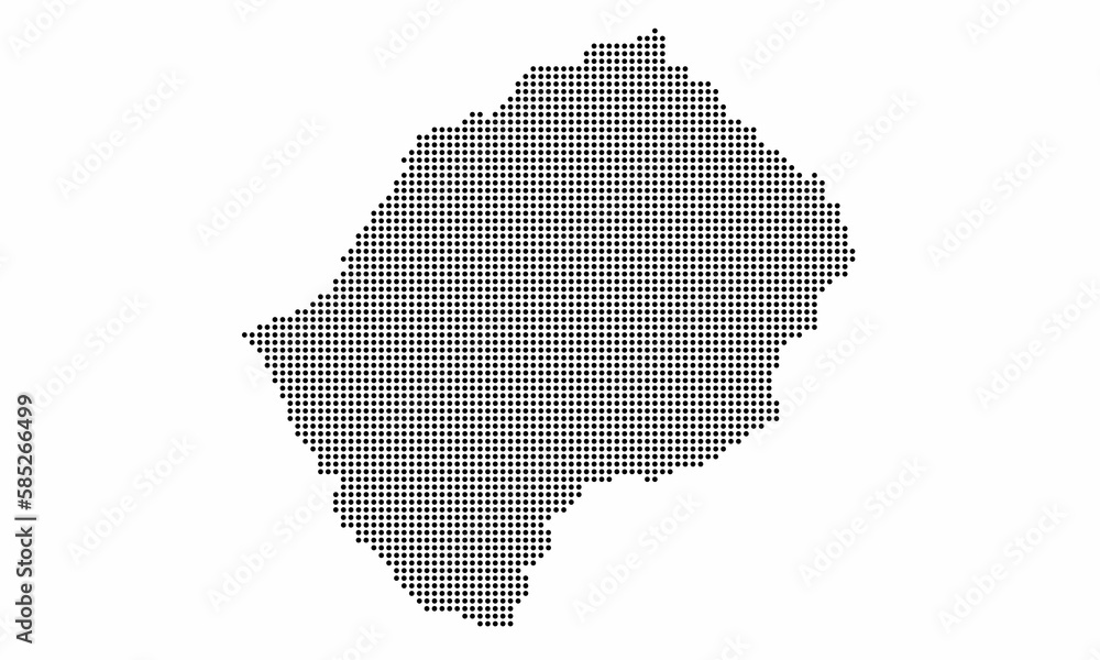 Lesotho dotted map with grunge texture in dot style. Abstract vector illustration of a country map with halftone effect for infographic. 