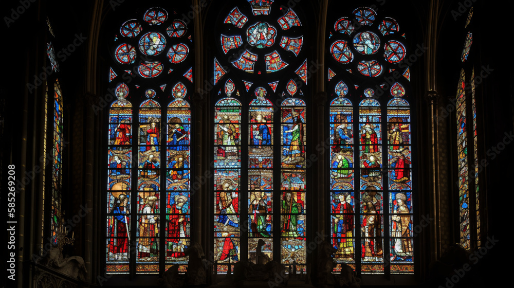 stained glass window in cathedral generative ai