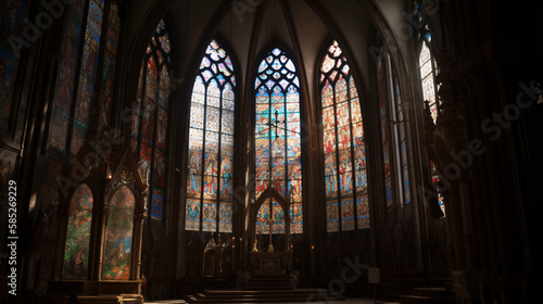 stained glass window in cathedral generative ai