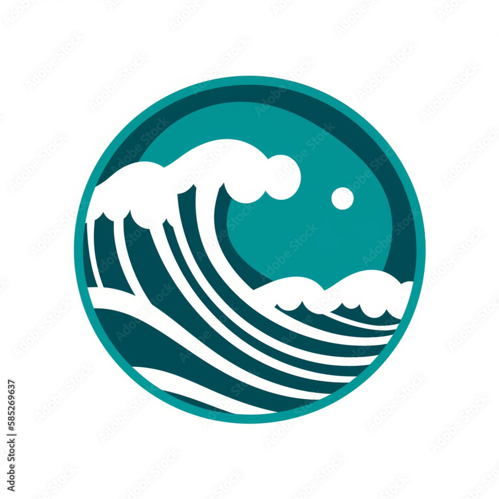 Obraz premium Logomarca sobre água, ondas, mar - criado por IA