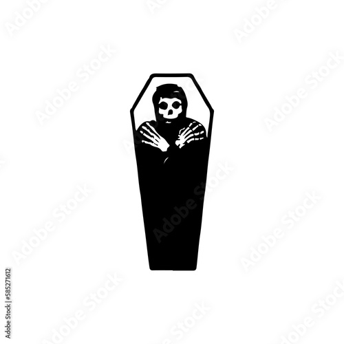 vector illustration of corpse with coffin