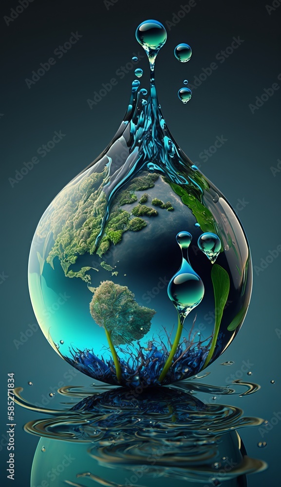 Gigantic Water Droplet with Planet Earth Inside Gigantic Water Droplet with Planet Earth Inside