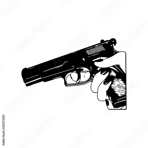 vector illustration of a hand holding a gun