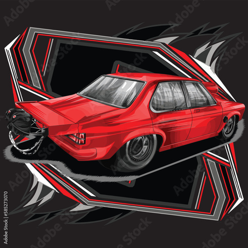 drag race illustration isolated in black background for poster, t-shirt, graphic design, business element, and card
