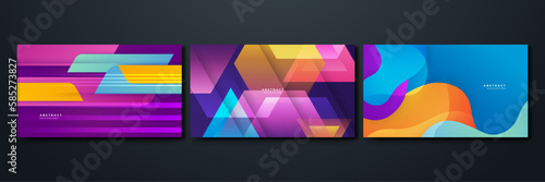 Abstract trendy gradient flowing geometric pattern background texture for poster cover design. Minimal color gradient banner template. Modern vector wave shape for social media template