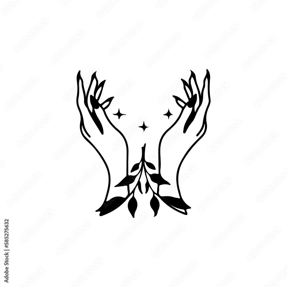 vector illustration of hand with leaf concept vector illustration of hand with leaf concept