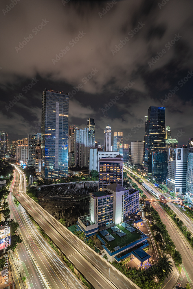 Fototapeta premium Night In Downtown Jakarta