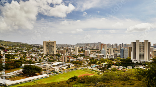 Honolulu Skyline with Diamond Head Crater in the Background