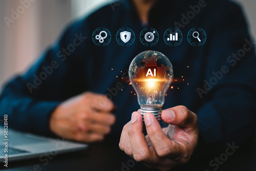 AI learning and business artificial intelligence system for cyber digital transformation technology of ideas and global or Use Ai for Data analysis, processing and management internet of things IoT