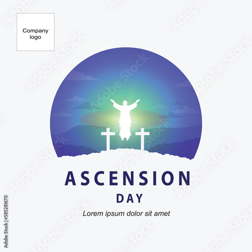 simple jesus ascension day greetings with Jesus Statue Symbol illustrations inside the semicircle symbol