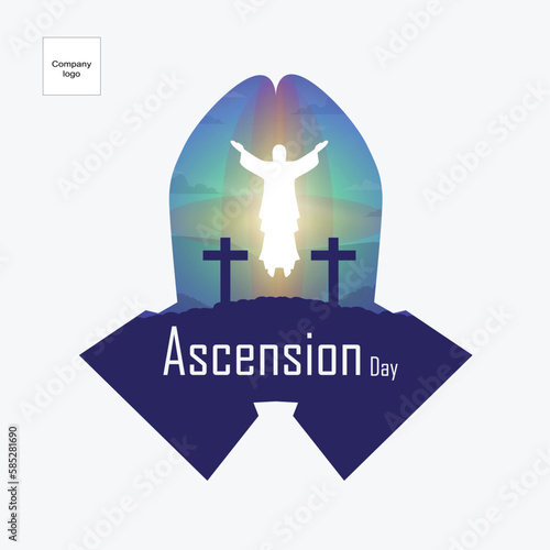 simple jesus ascension day greetings with Jesus Statue Symbol illustrations inside the symbol of praying hands