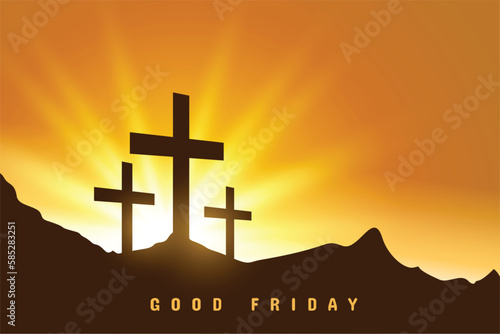 good friday blessing background with cross sign and light effect