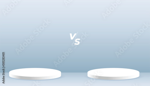 versus vs product comparison banner with 3d podium platform