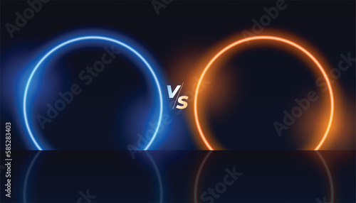 versus vs screen banner with glowing neon frame for duel clash fight