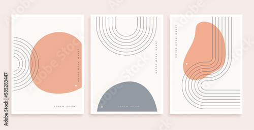 minimal style abstract boho line set for wall art
