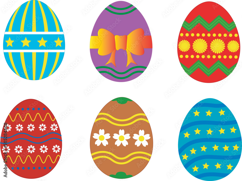 Set of easter eggs flat design on white background with EPS 10 File