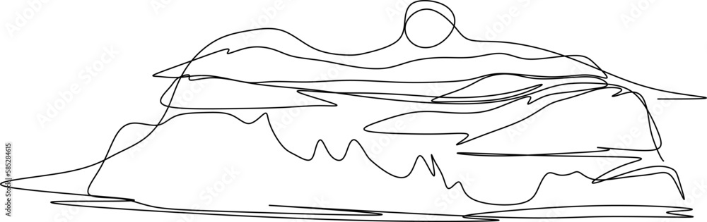 One line art. continues line art. sketch of a nature landscape One line art. continues line art. sketch of a nature landscape