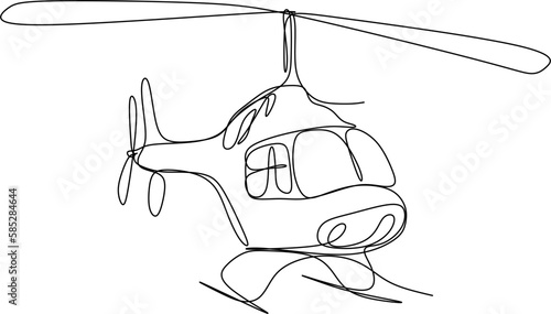 One line art. continues line art. hand drawn illustration of a helicopter