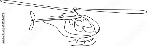 One line art. continues line art. hand drawn sketch of a helicopter