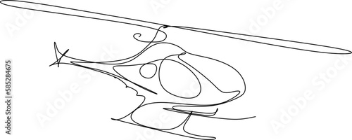 One line art. continues line art. hand drawn illustration of a sketch of a helicopter