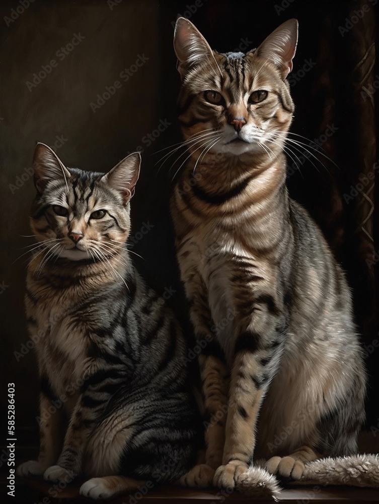 Beautiful 2 Cat family portrait