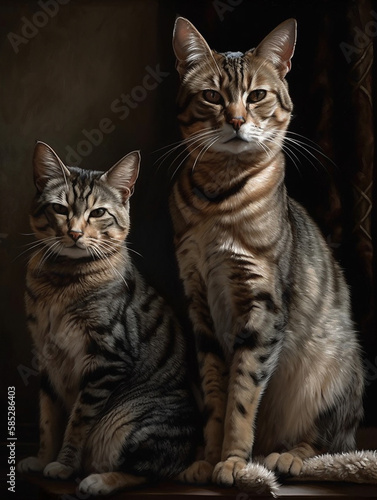 Beautiful 2 Cat family portrait