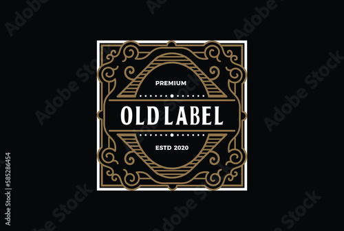 Vintage Retro Golden Square Old Style Badge Emblem Label Stamp Logo Design Vector