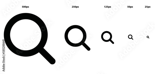 Magnifying glass icon pure black – 5 sizes (ID: 585288641)