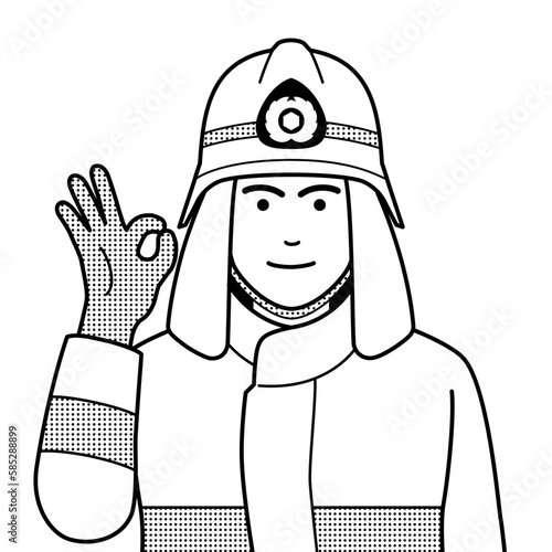 OKサインをだす消防士