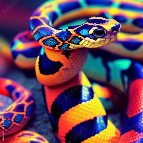 poisonous snake with colorful colors photo