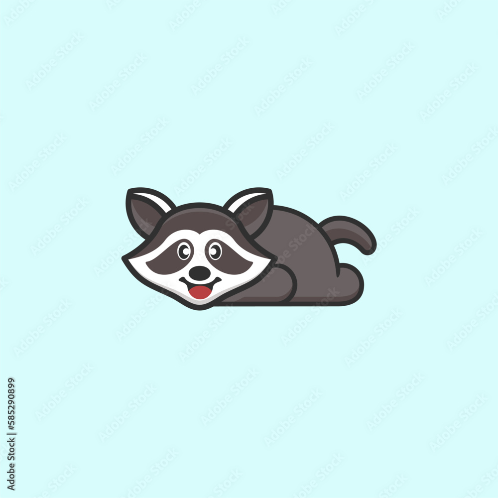 cute raccoon sleeping logo design