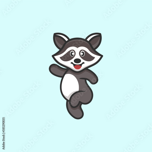 cute raccoon standing logo design © Imron