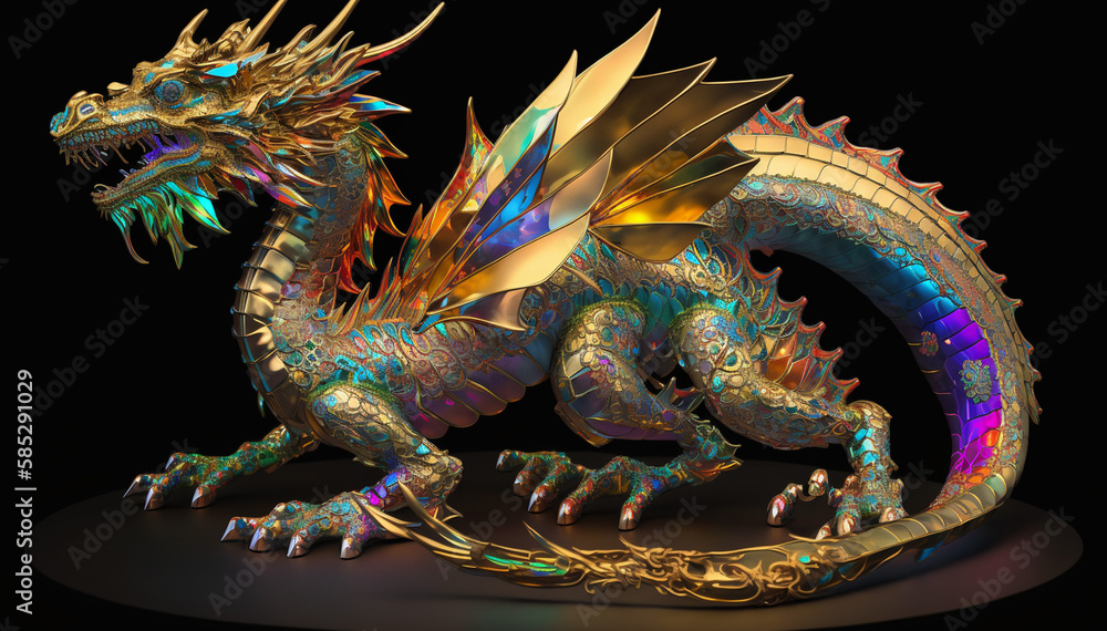 Obraz premium The Mystical Power of the Golden Dragon: Unlock Your Fortune
