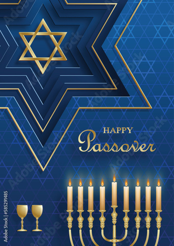 Happy Passover card, the Pessah Jewish holiday 