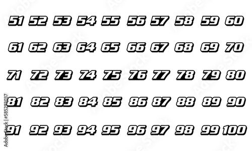Racing Number, Set of Start Racing number, sport race number