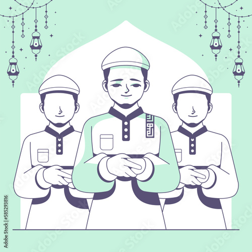 shalah jamaah islamic illustration background