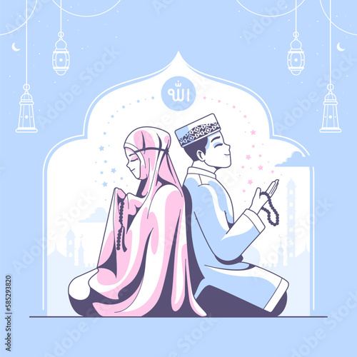 shalat islamic illustration vector background