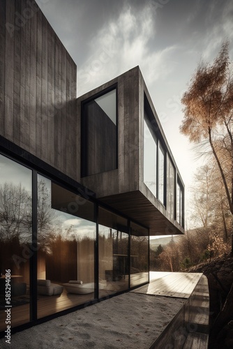 Modern Concrete House Generative AI