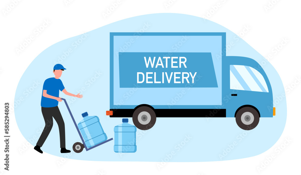 Water delivery service man carry clean drinking water to customer. Water delivery service man carry clean drinking water to customer.