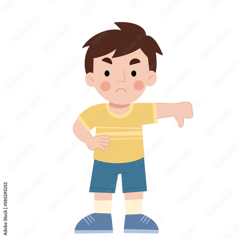 Illustration of boy with thumbs down Illustration of boy with thumbs down