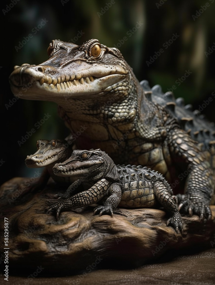 Fototapeta premium Alligator family in the river