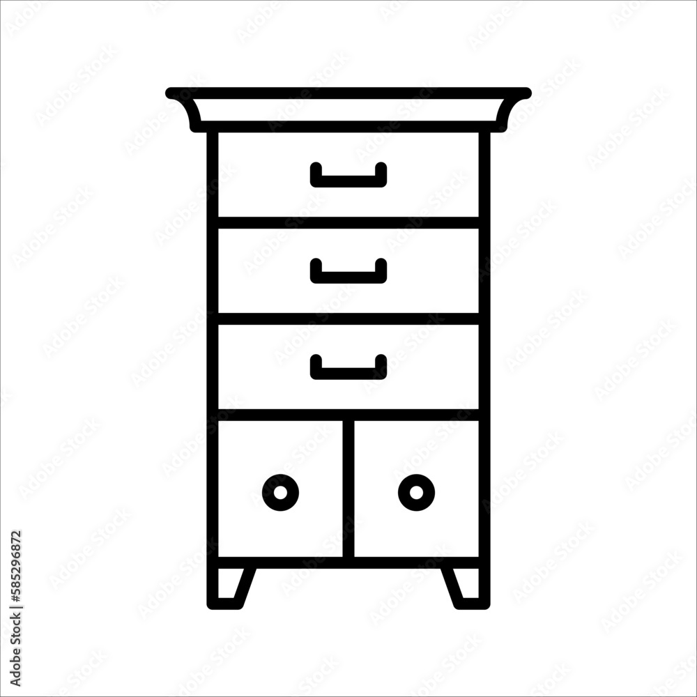cabinet drawer line icon. Drawer isolated simple icon, on white background, eps 10. cabinet drawer line icon. Drawer isolated simple icon, on white background, eps 10.