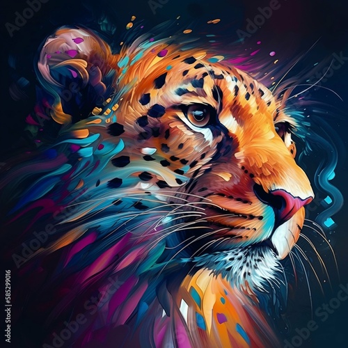 Cheetah digital oil painting style art