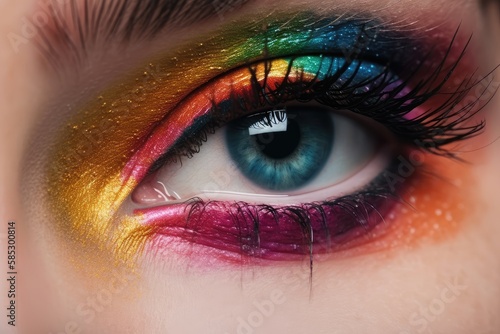 close up of eye with colorful makeup