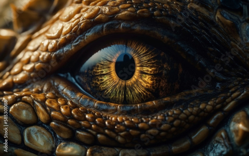 The eye of a lizard with the word lizard on it. Generative ai